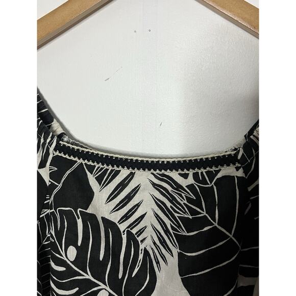 Cynthia Rowley 100% Linen European Flax Botanical Lace Trim Blouse Womens Medium - Picture 7 of 8